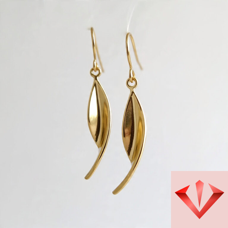 Golden Leaf Drop Earrings - Image 1